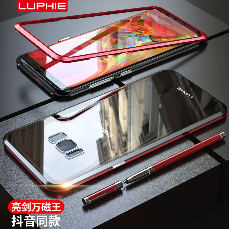 Магнитный металлический чехол LUPHIE для samsung Galaxy S9 S8 Plus Note 9, Магнитный чехол-бампер, прозрачная стеклянная крышка для samsung Note 9, чехол