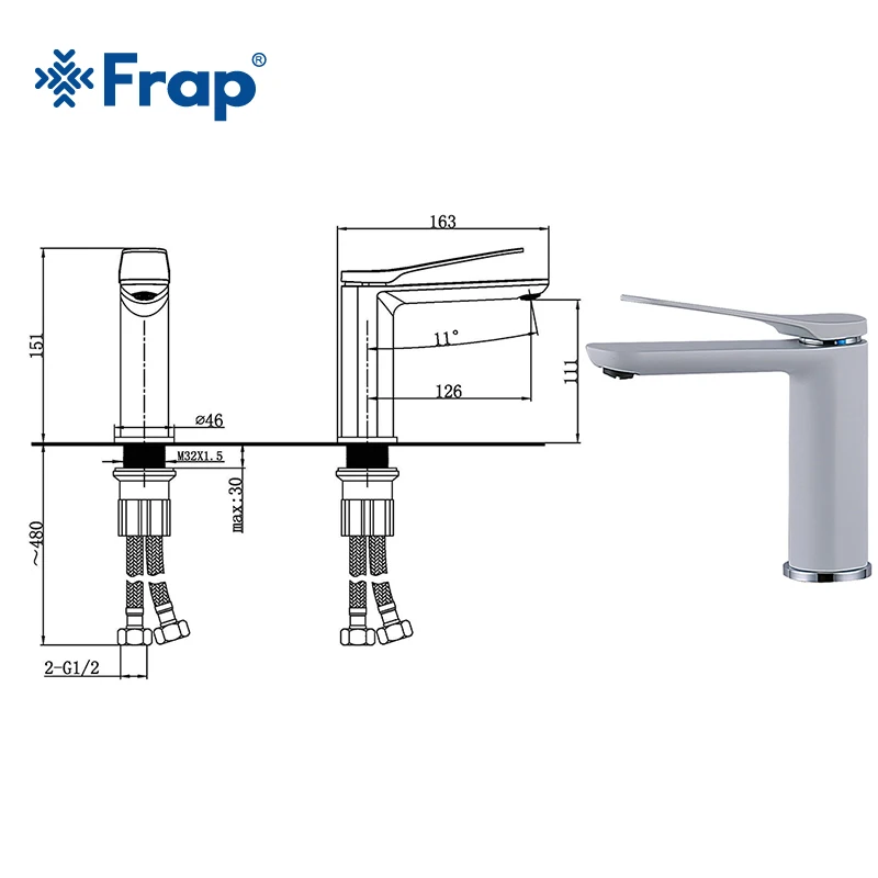 Frap латунный корпус белый смеситель для ванной комнаты и длинная ручка кран