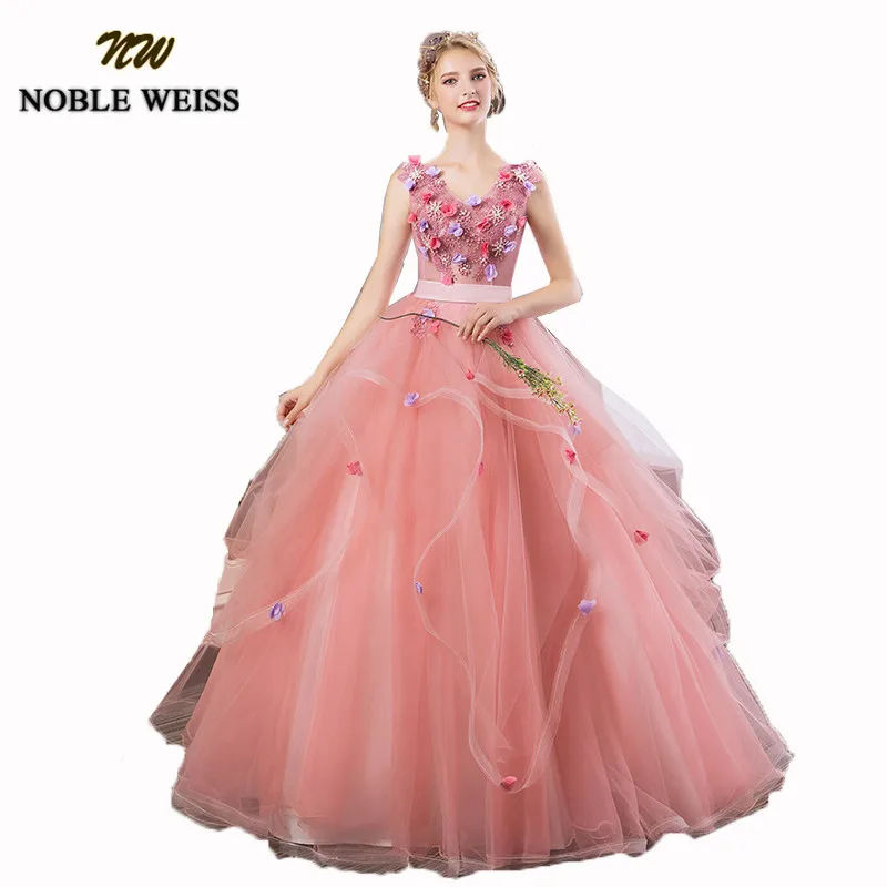 Благородный Вайс бальное платье розовые платья quinceanera 2019 очаровательные цветы