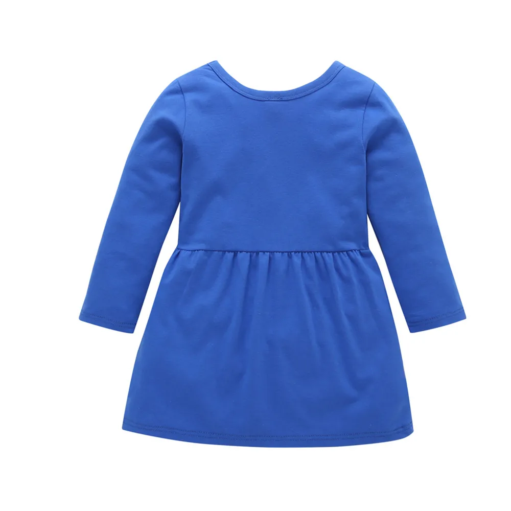 Toddler Baby Girl Long Sleeve Princess Dress Autumn Winter Children Clothing 1-6 Years Girls Solid Color Dresses Kids Costume | Детская