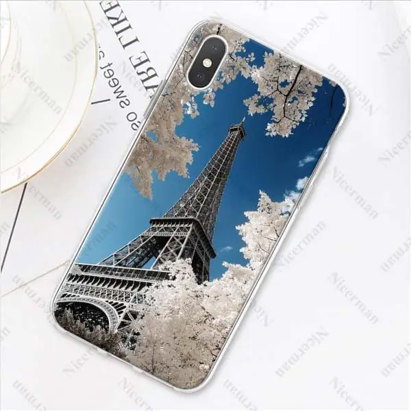02 Для Apple iPhone 11 Pro Max 8 7 6s Plus SE 5S X XR XS силиконовый прозрачный чехол Модный чехол с Эйфелевой башней - Цвет: 02