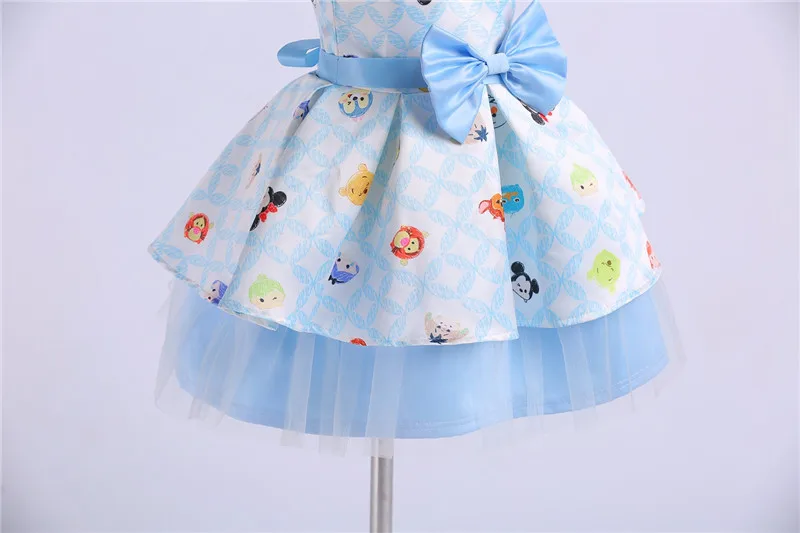 

Cartoon Animal Printed Baby Girls Strapless Dresses A-Line Knee-Length Female Kids Formal Dress Children Clothing