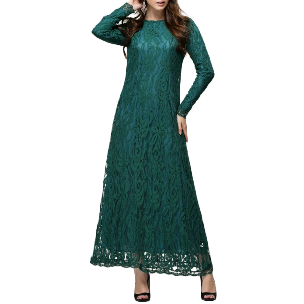 Женский кружевной кафтан женская одежда однотонное мусульманское платье