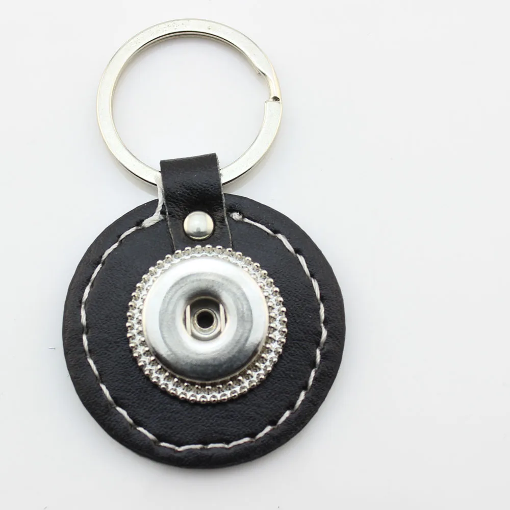 1 шт./лот 2017 черный настоящий кожаный брелок с кнопкой для ключей мужчин и женщин 18