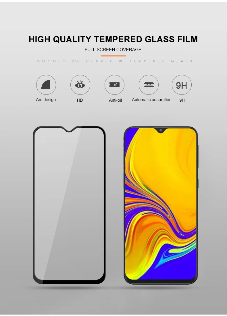 Стеклянная пленка Mocolo 9H для samsung Galaxy A20 A30 A40 A50 A70 A90 защита экрана полное покрытие A20e A20s пленка из закаленного стекла
