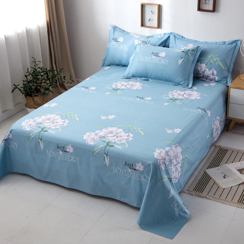 Гладкая хлопковая материя Подушка shams Blossom с цветочным принтом, дышащая, удобная простыня для детей и взрослых