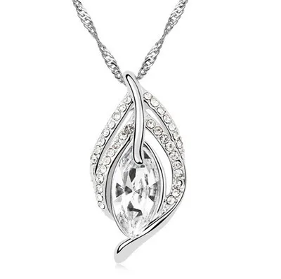 Австрийский кристалл лист перо кулон дизайн модные ювелирные изделия подарок