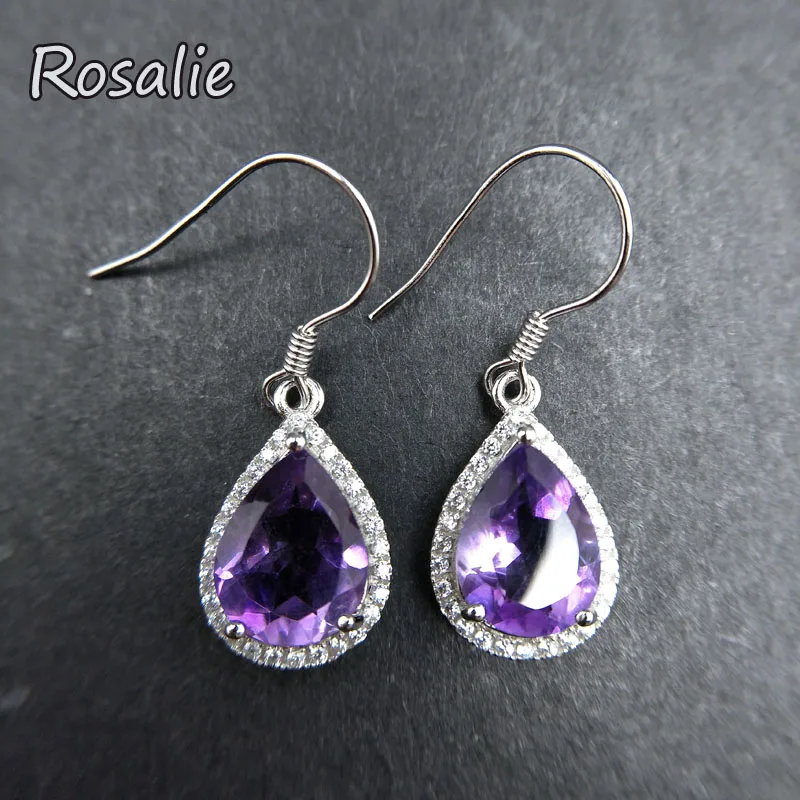 Rosalie 10ct up 925 Sterling Silver Jewelry Sets Natural Amethyst Necklaces Rings for Women Gemstone fine jewelry with gift box | Украшения