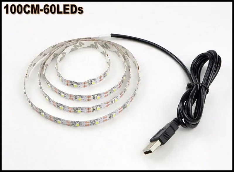 Светодиодная лента 5 в USB кабель светодиодный светильник SMD3528 1 м 2 м 3 м 4 м 5 м Рождественская гибкая светодиодная лента e светильник s ТВ фоновый светильник ing
