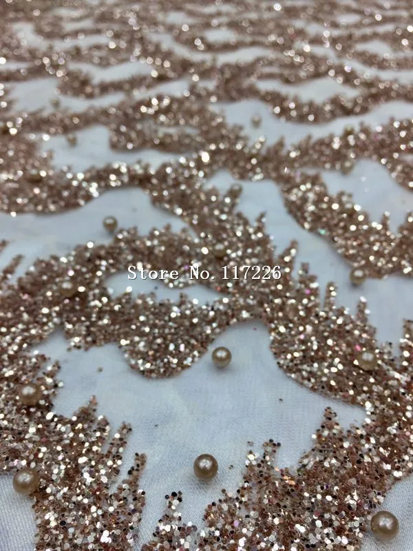 New design rose gold sparkle print glued glitter powder tulle mesh lace fabric for sawing/ evening dress/stage | Дом и сад