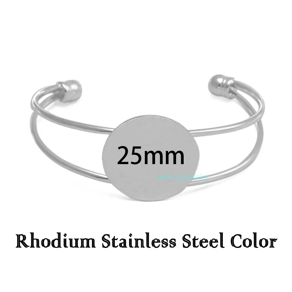 B Rhodium 10 шт. DIY ободок с украшением Pad круглый регулируемый браслет на запястье заготовки основание стеклянный браслет из кабошона настройки - Окраска металла: B Rhodium