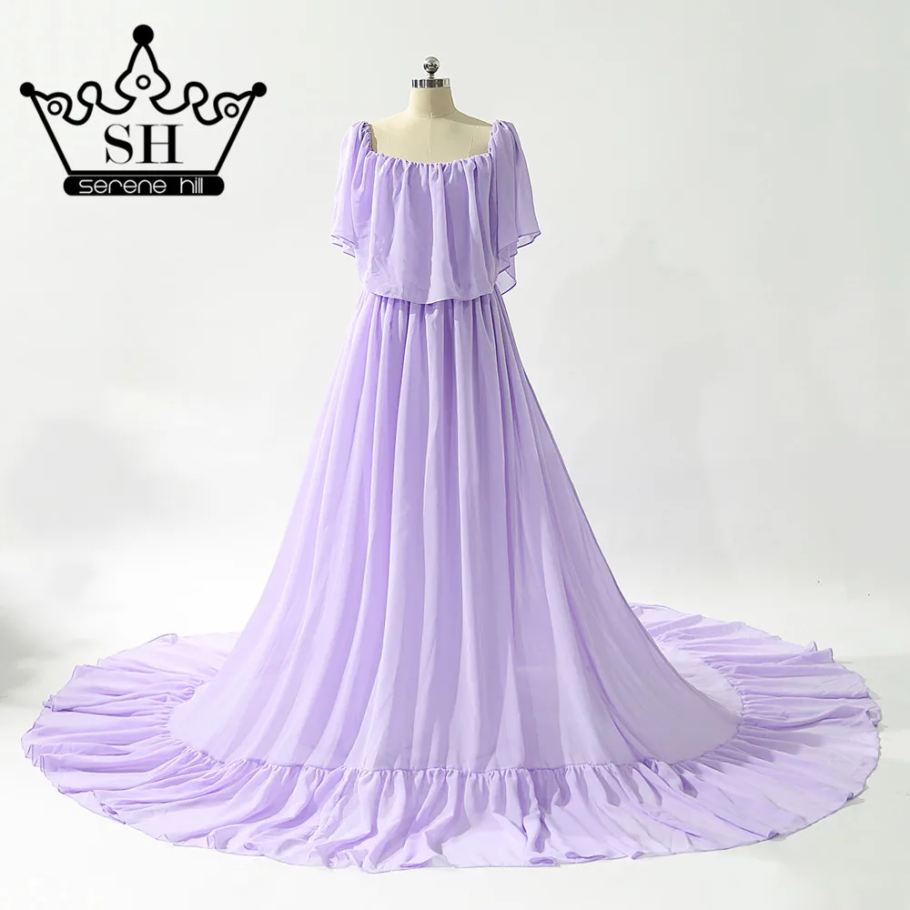 purple Фиолетовые без рукавов сексуальные шифоновые Свадебные платья для беременных фотографии Простые Свадебные платья размера плюс Serene Хилл HA2044 - Цвет: purple