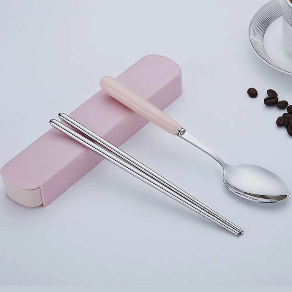 2 шт. набор из нержавеющей стали высококлассные столовые приборы для ложки и палочек школьный походный набор столовых приборов#15