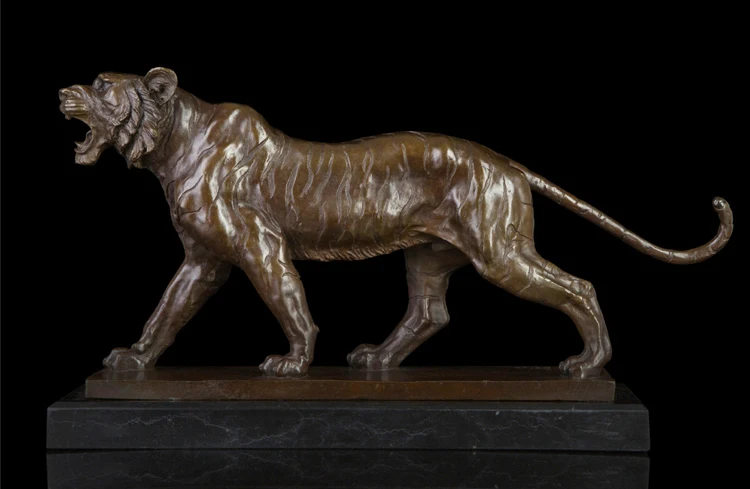 

46CM large HOME OFFICE Living Room TOP Ornament efficacious Mascot bring Good luck Success Bronze carving tiger animal Sculpture