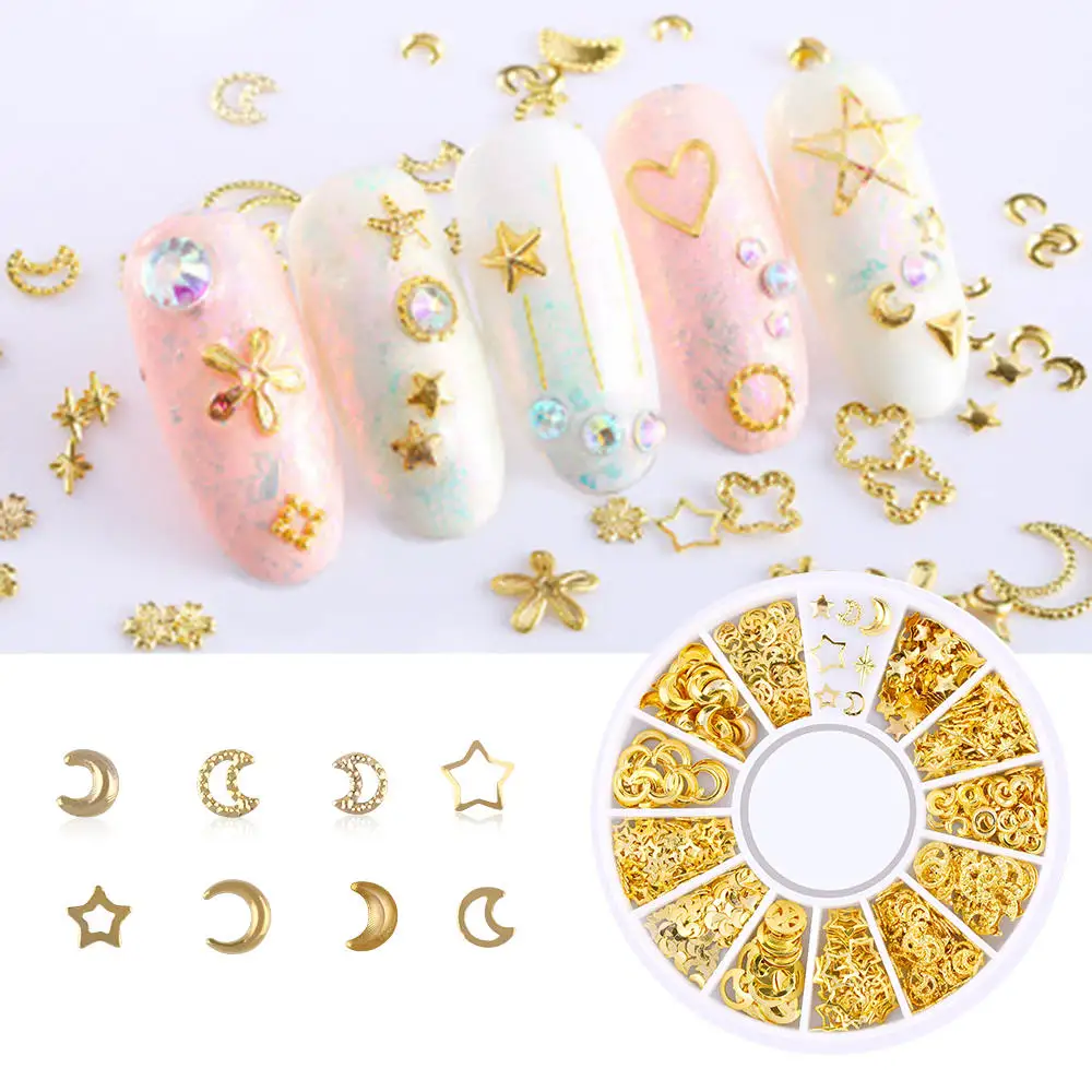 1 лист Nail Art Rhinestone украшения DIY 3D ногтей аксессуары Звезда Луна ажурные ногтей Декоративная заклепка ювелирные изделия