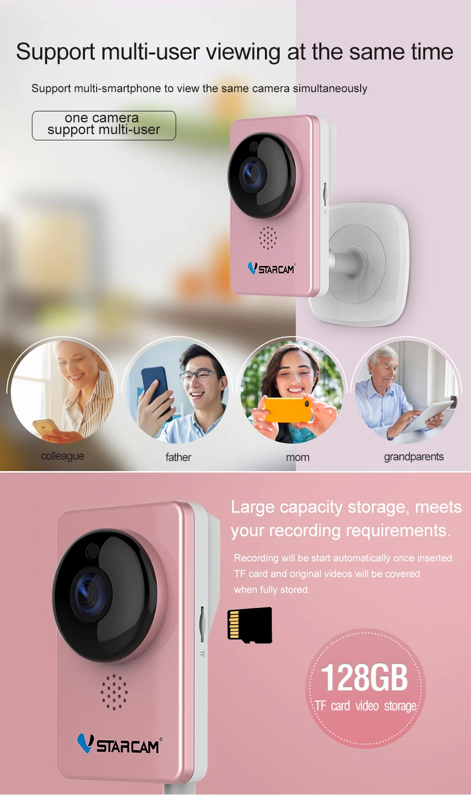 Ip-камера Vstarcam WiFi панорамная 1080P FULL HD мини-камера инфракрасного ночного видения беспроводная сигнализация движения видео монитор C60S