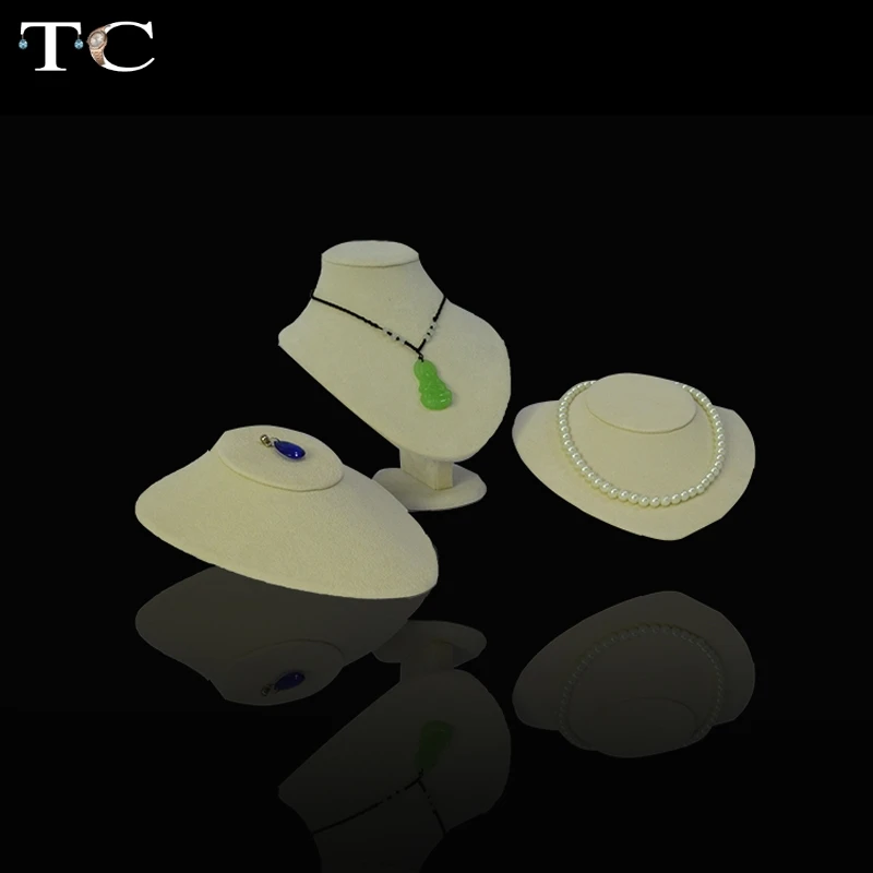 Бежевый бархат качество ювелирных изделий дисплей для ожерелья стенд держатель