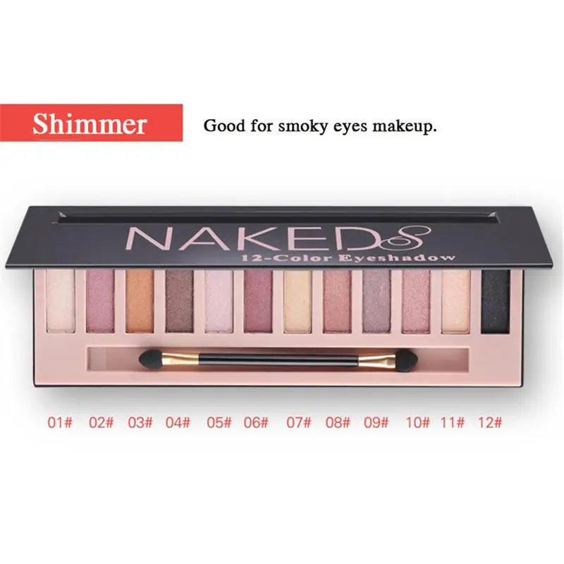Палетка теней для век 12 цветов Сияющие естественные водостойкие |