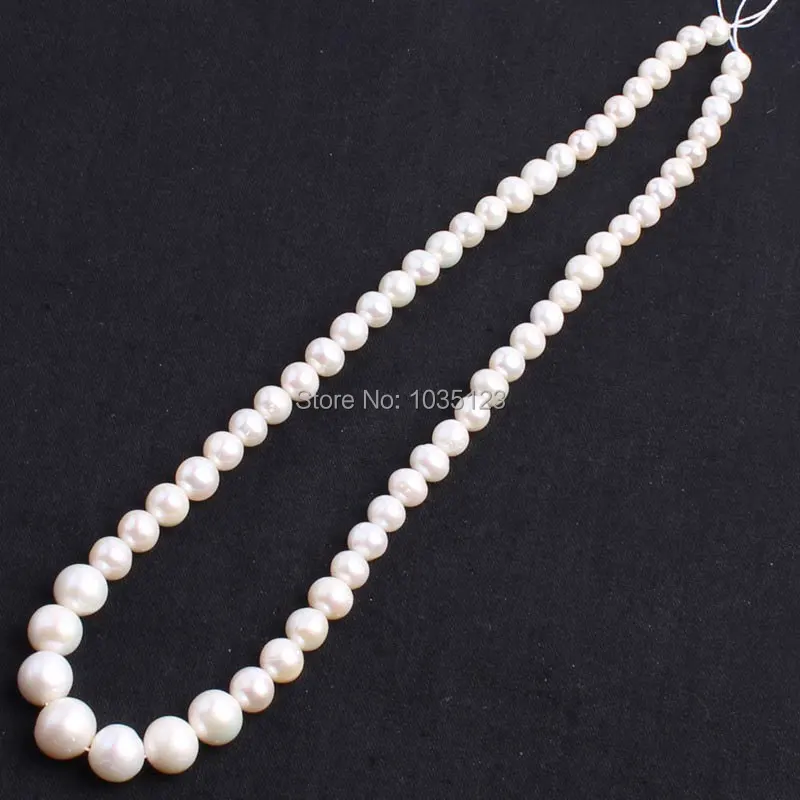 6x7-10x11mm Natural White Freshwater Pearl Graduated Shape Beads Strand16