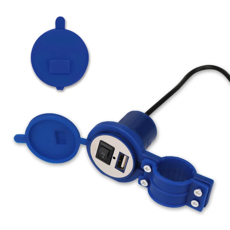 Мотоцикл USB Зарядное устройство с Водонепроницаемый переключатель 12 В двигателя долл. разъем Мотоцикл телефон переходник для зарядного устройства для Iphone MP3