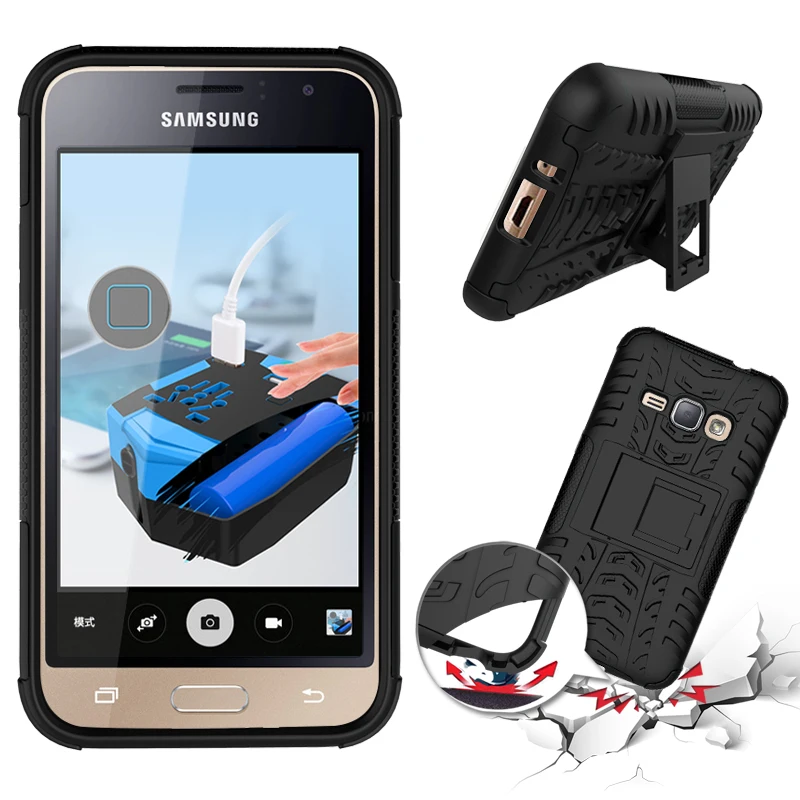 Для samsung Galaxy J1 SM J120H J120F J120F/DS противоударный Гибридный, из жесткого пластика бронированный чехол для телефона samsung J1 - Цвет: Black