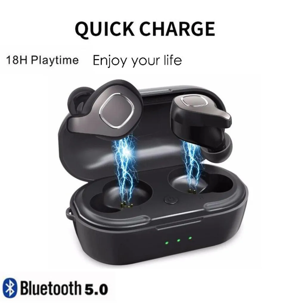 EPULA Fashion Black Design 2019 New Portable Wireless Bluetooth 5.0 Hi-Fi Sound Waterproof Handsfree in-ear Earphone | Электроника