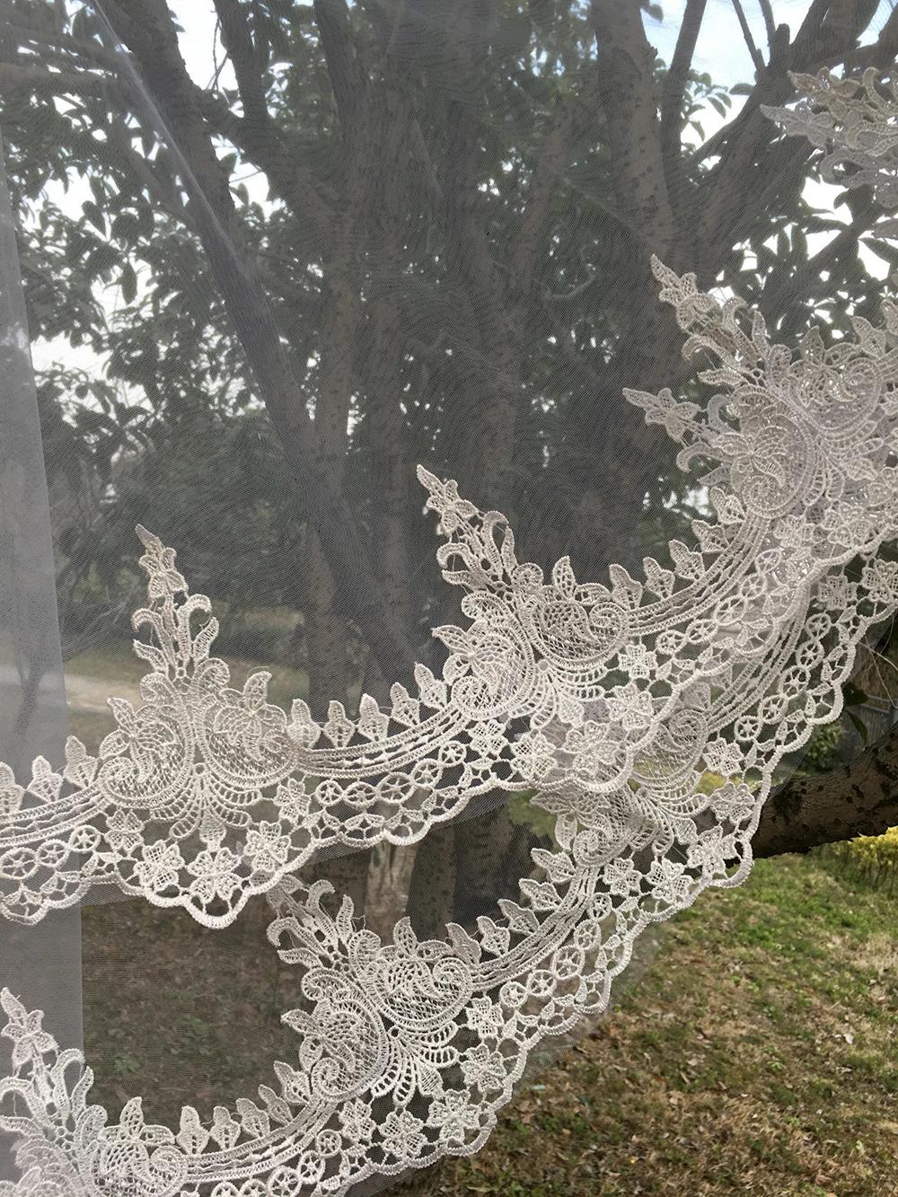 2019 Elegant Lace Bridal Veil 2 layers Wedding With Comb White Ivory Short Edge Tulle | Свадьбы и торжества