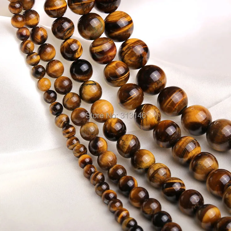 Оптовая продажа натуральный желтый тигровый глаз круглые бусины из камня сделай