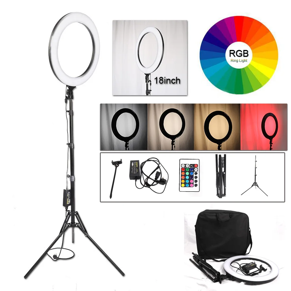 

18" 48cm Dimmable photography ring light with carry bag 544pcs led beads inside 65w ring lamp for makeup Youtube & light tripod