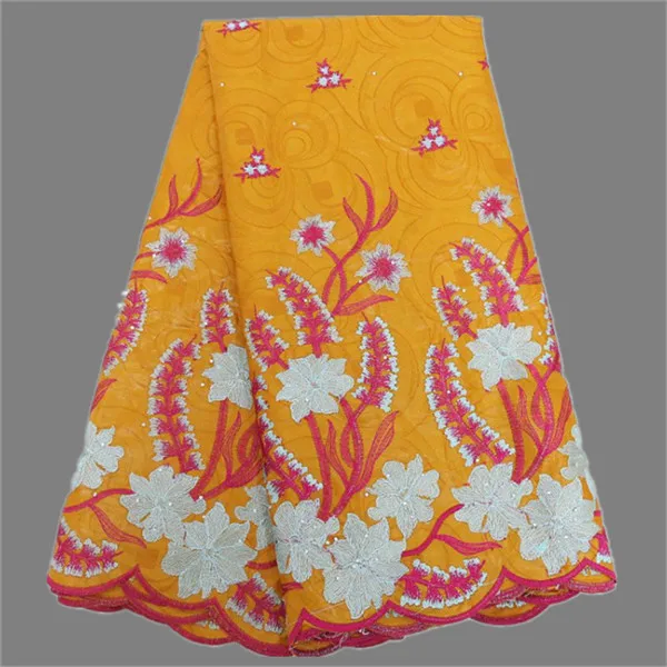 Удивительный цветок вышивка хлопок Африканский Базен кружевной ткани для