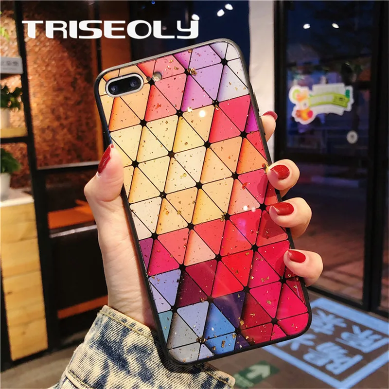 TRISEOLY Phone Case For Huawei P8 P9 Lite 2017 Nova 2 On Honor 7A Pro 7C Enjoy 7 9 Plus Gold Foil Colored Triangle TPU | Мобильные