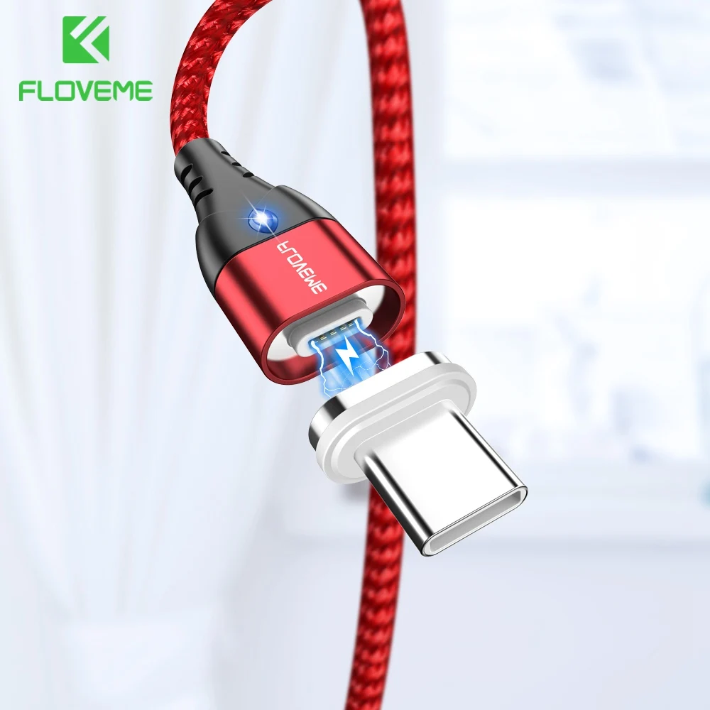 FLOVEME Магнитный usb type-C кабель для samsung S9 S8 Plus 3A быстрое зарядное Освещение телефонный кабель Магнит USB C DataTransfer кабели