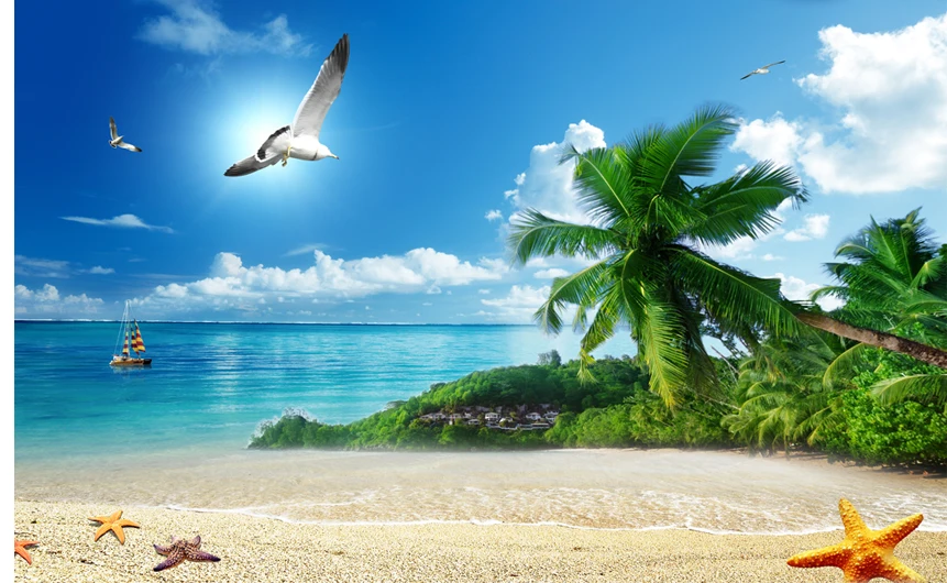 Пляжная занавеска s 3D с принтом занавески из полиэстера для фотографий ткань