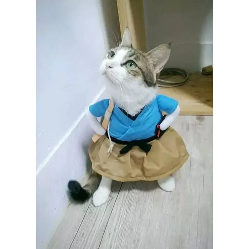 Смешной костюм кошки Форма Костюм Кошки Одежда Щенок одевания для вечеринки