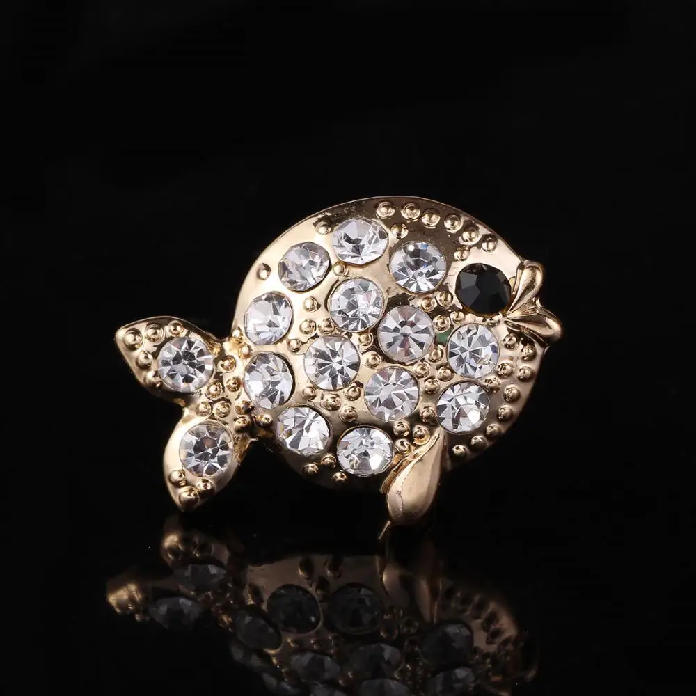 25*19 мм Мини в форме животных Броши из кристаллического сплава для рыб 3 шт. золотой