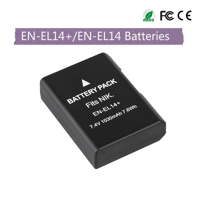 7,4 V 1030 мА/ч, EN-EL14+ EN-EL14 батареи ENEL14 RU EL14 батарейный блок камеры для Nikon D5200 D3100 D3200 D5100 P7000 P7100 MH-24
