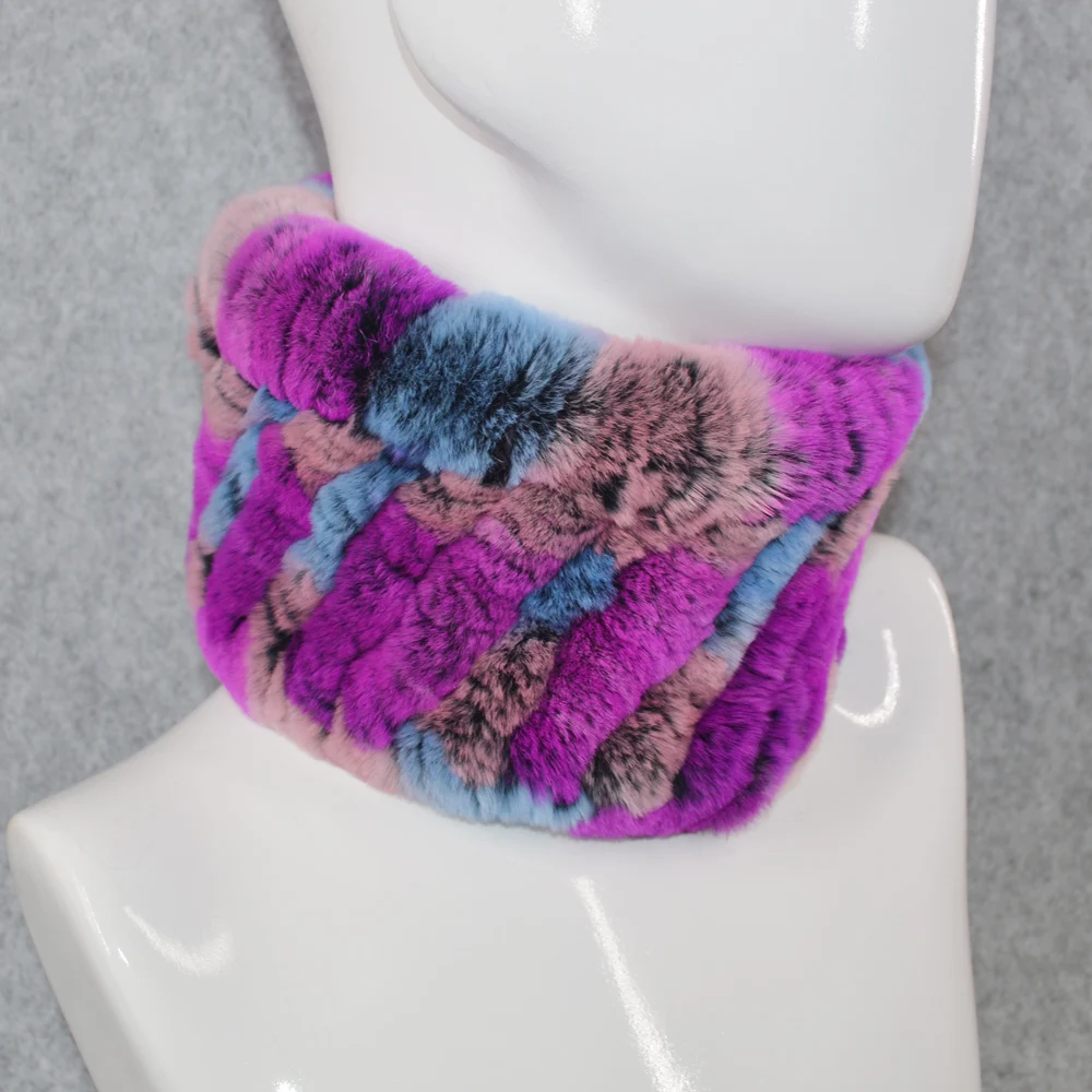 Женский вязаный шарф из натурального меха кролика Рекс повязка на голову 2021 рекс