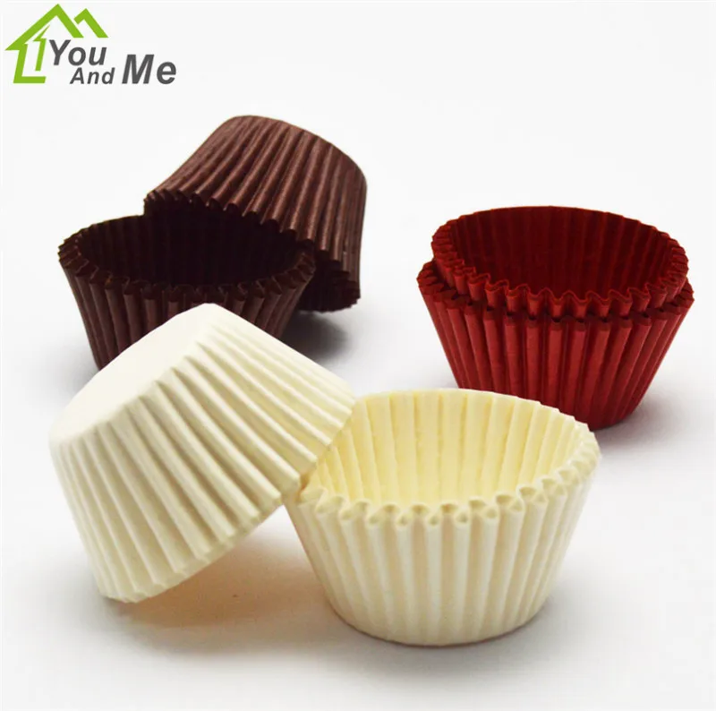500/1000 шт. шоколад Бумага Muffin чехол форма для порционного кекса выпечки формы-чашки подставка для свадебного торта украшения для Свадебная вечеринка Сделано в Китае