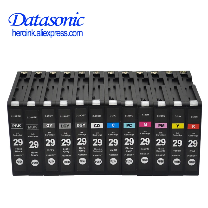 

DAT 12PK new compatible PGI 29 ink Cartridge with One time chip for Canon PIXMA PRO-1 with full ink