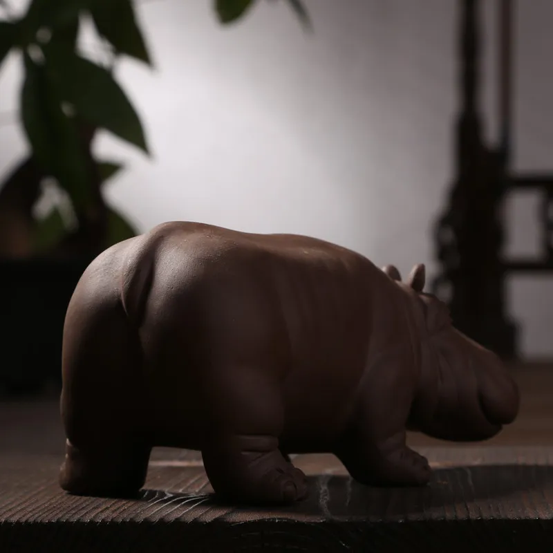 Аутентичные Yixing фиолетовая глина бутика Hippo чайные животные для украшения