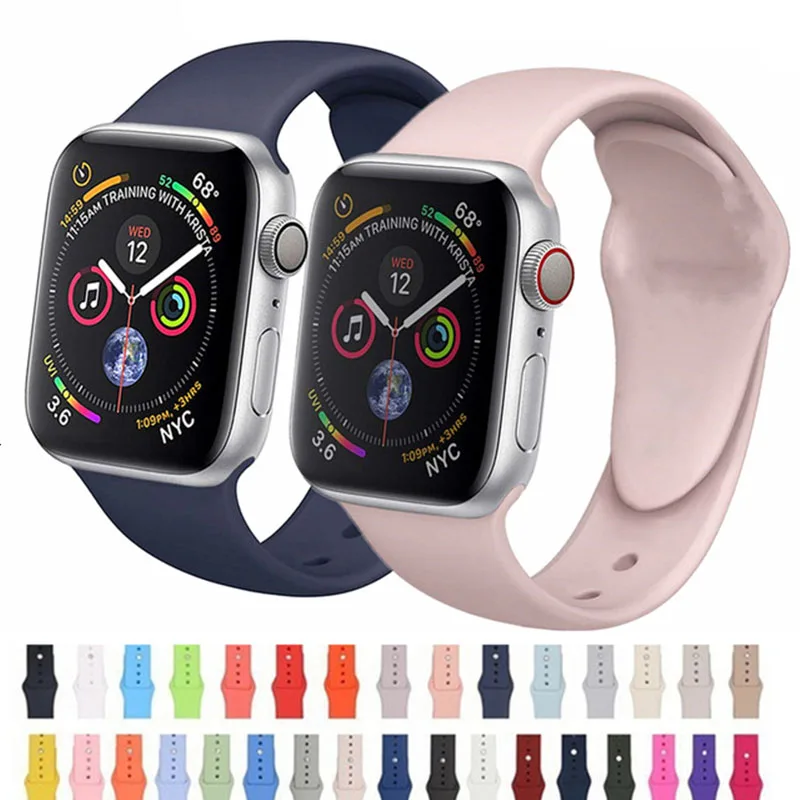 Сменный спортивный ремешок из мягкого силикона для Apple Watch 42 мм 38 40 44 наручных