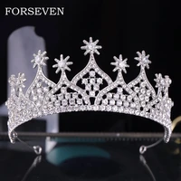 rhinestone crystal crown tiara flower brides tiaras headband wedding hair jewelry princess crown headband