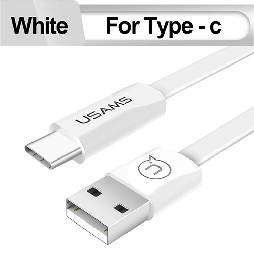 USB кабель для iphone 5 6 X Кабель USAMS Micro usb type c для синхронизации данных плоский кабель для быстрой зарядки мобильных телефонов кабель type-c usbc - Цвет: White For USB type c