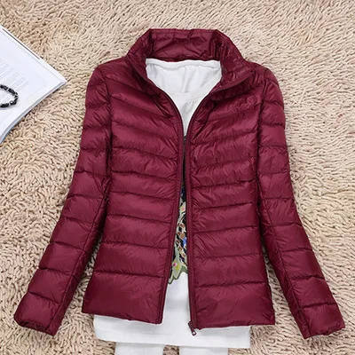 Red wine Style 2 Новинка, ультра-светильник, утиный пух, куртки для женщин, с капюшоном, зимнее пальто, длинный рукав, теплый, тонкий, 6XL размера плюс, куртка, женская одежда - Цвет: Red wine Style 2