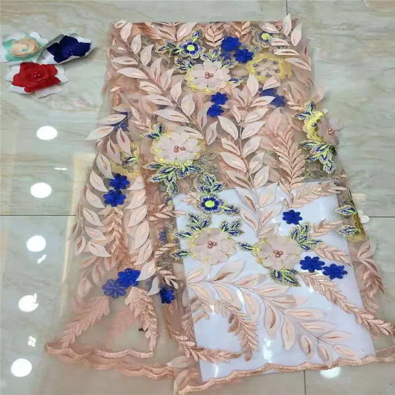 Последние Высокое качество Африканский тюль кружевной ткани 2018 3D французского