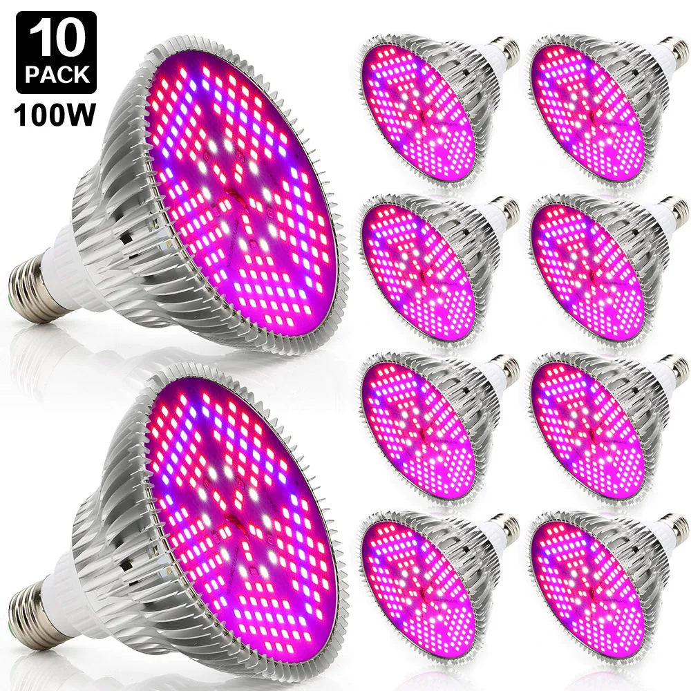 10pcs 100w Grow Led Full Spectrum E27 Led Grow Light Industrial Led Lamp For Indoor Plants Growing Hydroponics System Greenhouse greenhouse led grow light e27 15w 21w 27w 36w 45w 54w led grow lamp for plants flower plant orchids seedlings hydroponics system