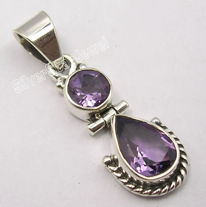 AMETHYST Muiltiply Choices Chanti International. Чистое серебро Классический крой голубой топаз искусство кулон 3 см полудрагоценные камни вариации - Окраска металла: AMETHYST