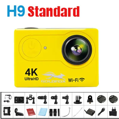 H9/H9R ультра-hd 4K экшн Камера 1080P HD и поддержкой Wi-Fi видеокамера для занятий спортом, Камера 12MP DV 2.0LCD Go Extreme Pro Камера с водонепроницаемый чехол - Цвет: H9 Yellow