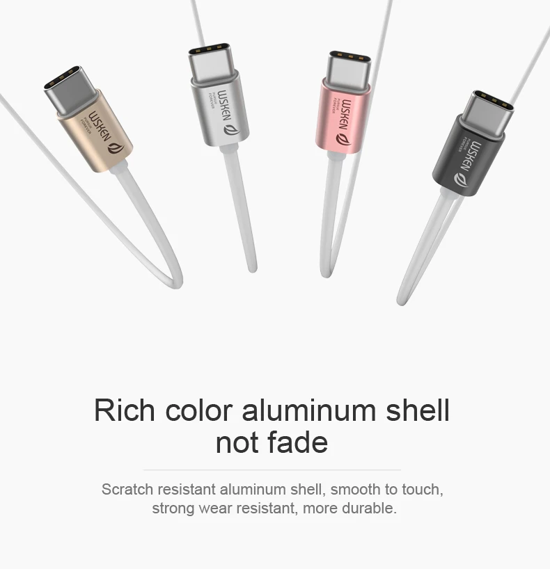 WSKEN кабель USB C кабель 3,0 Металлический Дата-кабель usb type C USB-C высокоскоростной зарядный кабель для samsung S8 Oneplus Xiaomi 4C 5 Nexus