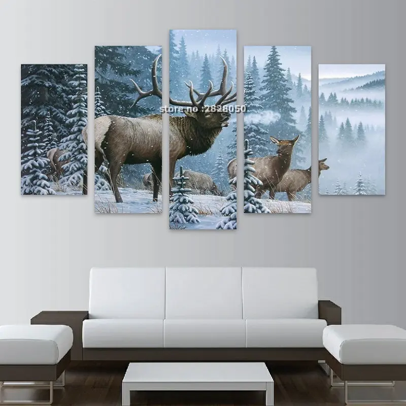 

Top Canvas Wall Art Beautiful Animal Deer Oil Paintings Decorative Picture Creating Design Artwork Print Poster Home Decorations